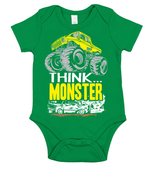 Think Monster Truck Yell Short Sleeve Baby One-Piece