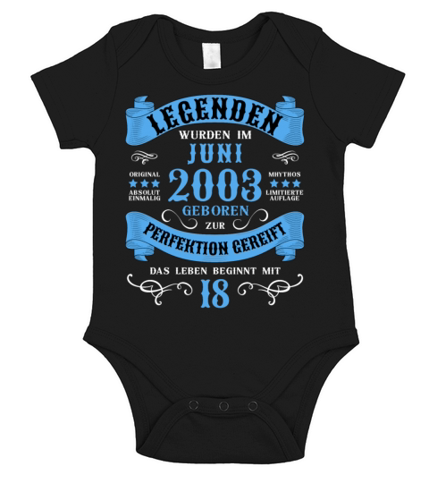 18th Birthday 18 Years 2003 June Short Sleeve Baby One-Piece