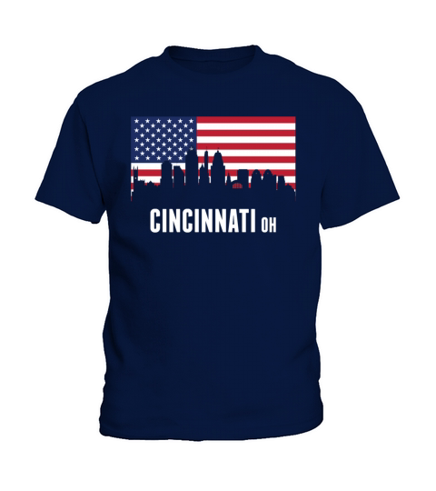 American Flag Cincinnati Skyline Kids T-Shirt