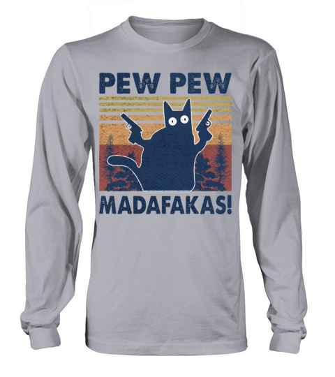 Cat Vintage Pewpewpew Madafakas Cat Crazy Pew Vint Men's Long Sleeve