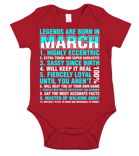 Legends Are Born In March Short Sleeve Baby One-Piece