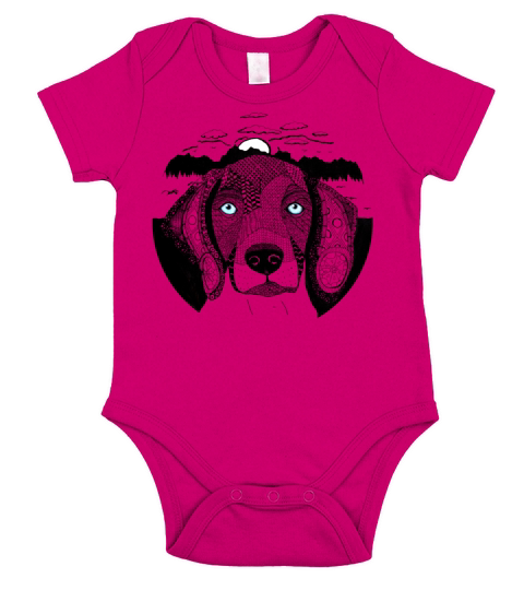 Dog Portrait Zentangle Short Sleeve Baby One-Piece
