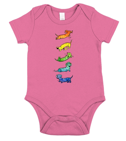 Watercolor Dachshunds Short Sleeve Baby One-Piece