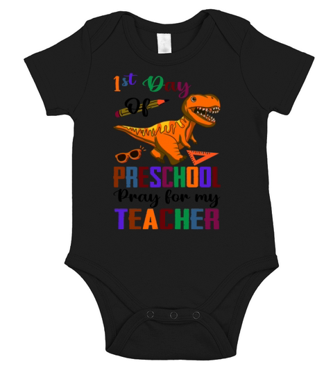 1st Day of Preschool Pre-K Dinosaur Back To School Short Sleeve Baby One-Piece