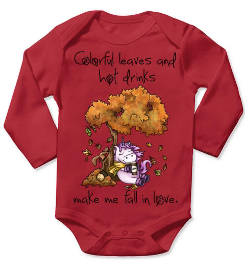 Unicorn enjoys day in autumn Long Sleeve Baby One-Piece