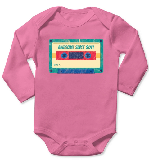 9 th Birthday Celebration Gift Awesome Since 2011 Long Sleeve Baby One-Piece