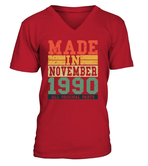 1990 Birthday November Vintage Saying Men's V-Neck T-shirt