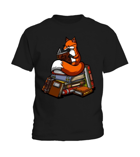 Fox Book Reading Animal Kids T-Shirt