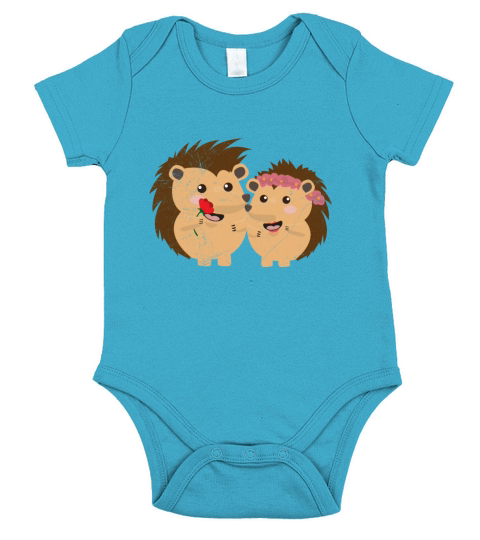 Hedgehogs in love Couples Valentines Day Gift Short Sleeve Baby One-Piece