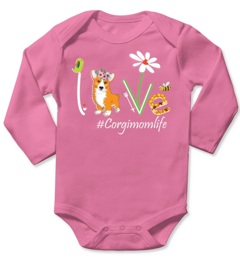 Love Corgi Momlife Dog Mom Long Sleeve Baby One-Piece