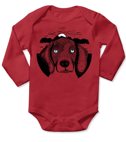 Dog Portrait Zentangle Long Sleeve Baby One-Piece