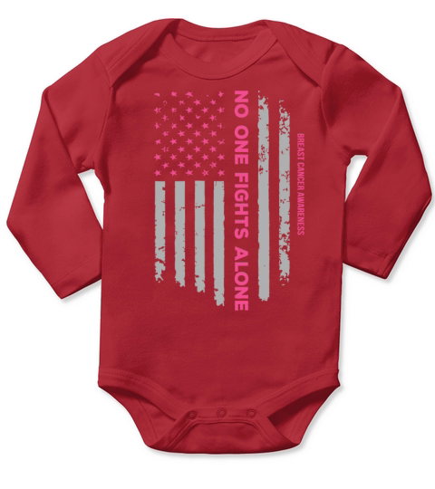 Breast Cancer Awareness US Flag - Pink Ribbon Long Sleeve Baby One-Piece
