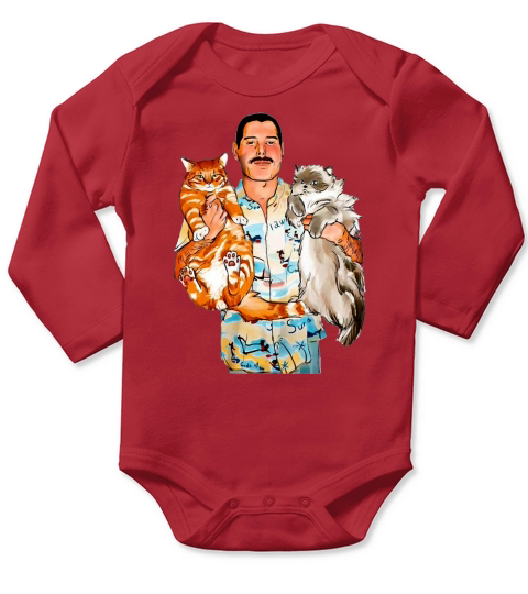 Freddie Mercury hug cats shirt Long Sleeve Baby One-Piece