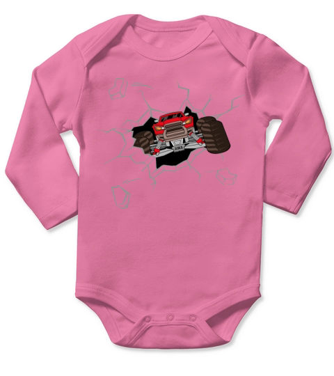 Retro Vintage Monster Truck Long Sleeve Baby One-Piece