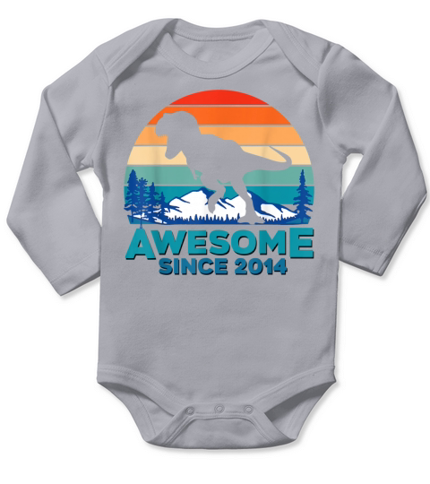 Awesome Since 2014 7 Years Old Dinosaur 634 Long Sleeve Baby One-Piece