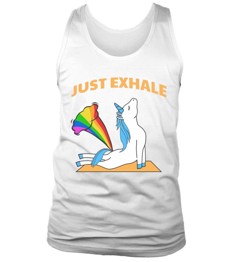 Funny Unicorn Yoga Farting Rainbow Just Exhale T Shirt Tank Top Unisex