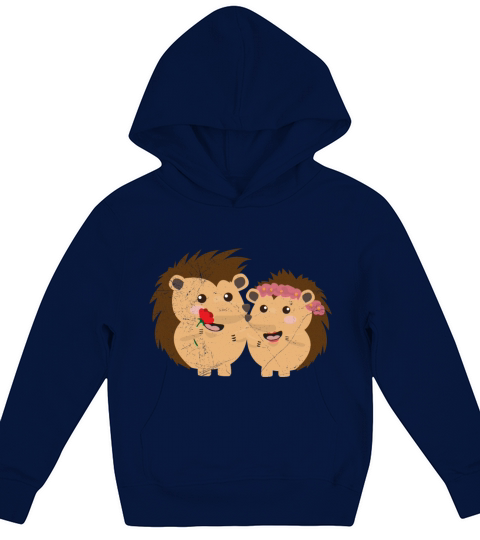 Hedgehogs in love Couples Valentines Day Gift Kids Hoodie