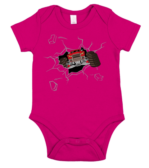 Retro Vintage Monster Truck Short Sleeve Baby One-Piece
