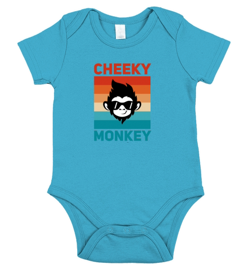 Cheeky monkey - vintage retro Short Sleeve Baby One-Piece