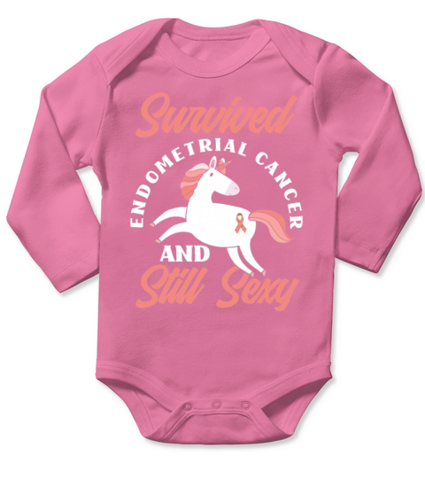 Survivor Unicorn Endometrial Cancer Awareness Long Sleeve Baby One-Piece