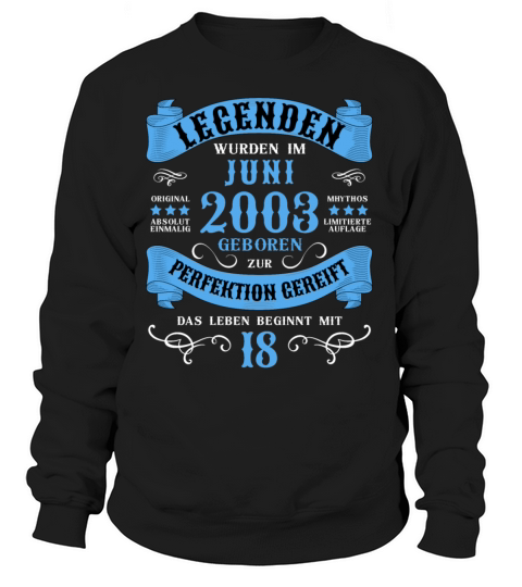 18th Birthday 18 Years 2003 June Women's Sweatshirt