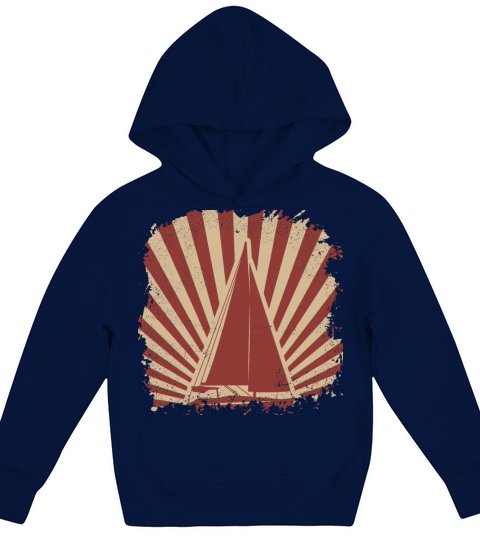 Sailing boat sailboat captain sea yacht retro sail Kids Hoodie