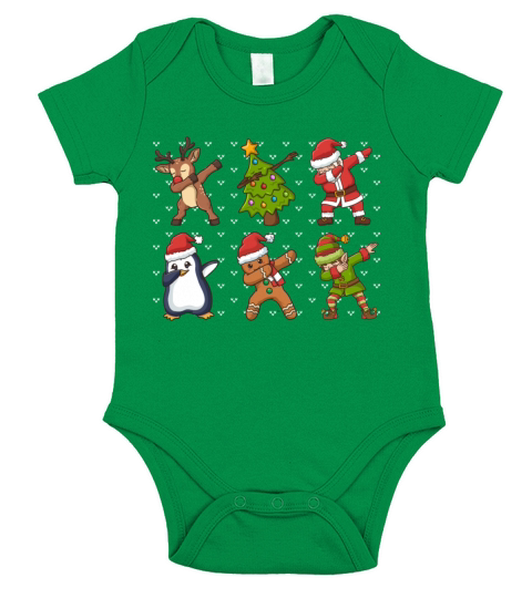 Merry Christmas Christmas Dabbing Santa Elf Reindeer Short Sleeve Baby One-Piece