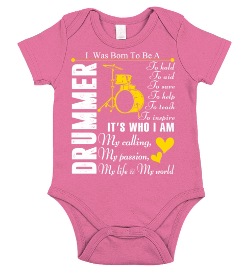 I Was Born To Be A Drummer T Shirt Short Sleeve Baby One-Piece