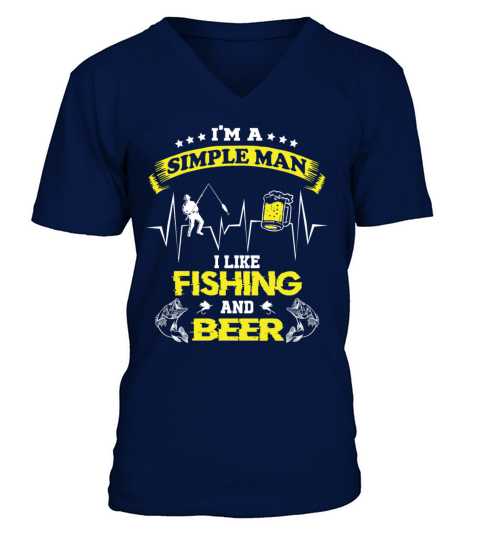 Fisherman Beer Heartbeat Fisher Angler Fishing Men's V-Neck T-shirt
