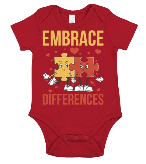Embrace Differences Funny World Autism Day Gift Short Sleeve Baby One-Piece