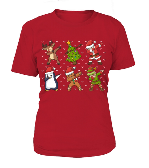 Christmas Dabbing Santa Elf Reindeer T-Shirt Woman