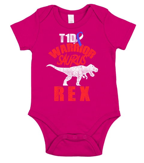 Type 1 Diabetes Awareness SaurusRex T1D Warrior Short Sleeve Baby One-Piece