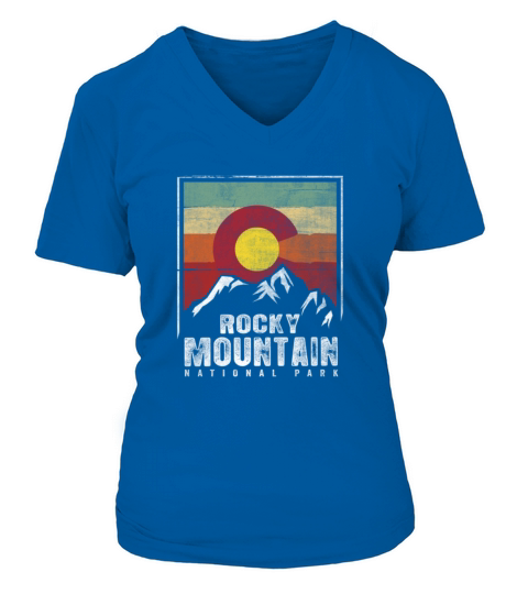 Vintage Rocky Mountain National Park Shirt Colorad Women's V-Neck T-shirt