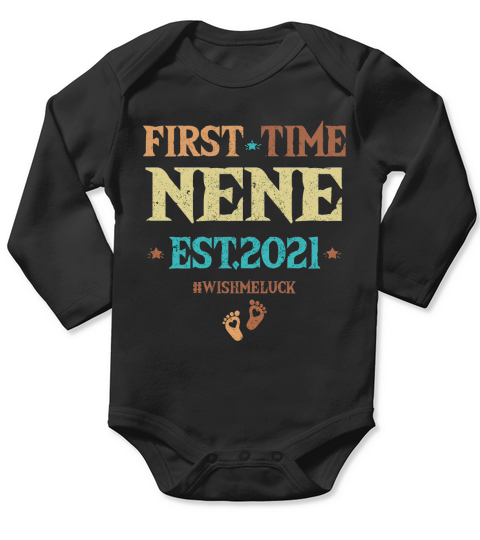 Vintage First Time Nene EST 2021 Wish Me Luck New Baby Pregnancy Announcement Gift Long Sleeve Baby One-Piece