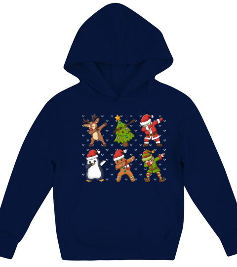Merry Christmas Christmas Dabbing Santa Elf Reindeer Kids Hoodie