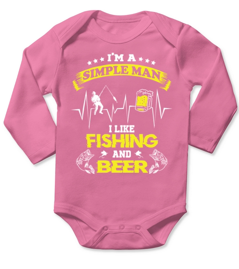 Fisherman Beer Heartbeat Fisher Angler Fishing Long Sleeve Baby One-Piece