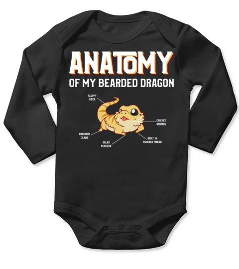anatomy of a bearded dragon Long Sleeve Baby One-Piece