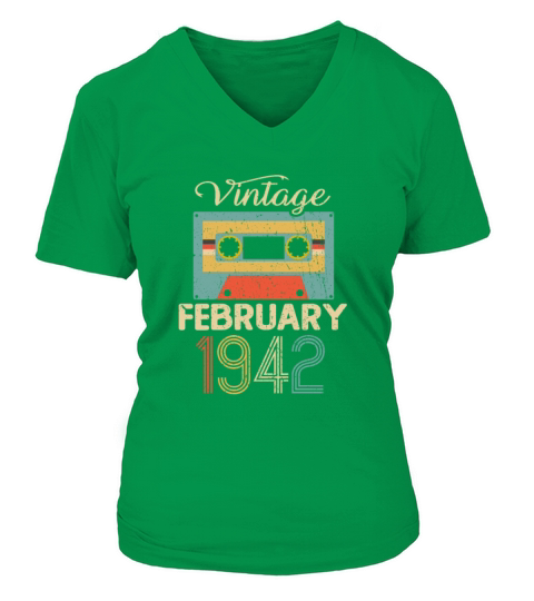 Vintage February 1942 80th Birthday 80 Year Gift Women's V-Neck T-shirt