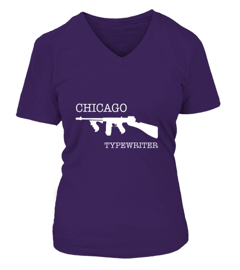 Chicago Typewriter T-Shirt Thompson Submachine Gun Shirt V-neck T-Shirt Woman