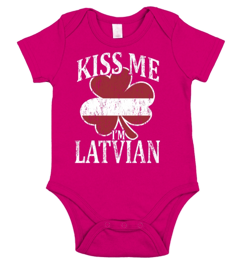 Kiss Me Im Latvian Funny St Patricks Day Union Jack Flag Short Sleeve Baby One-Piece