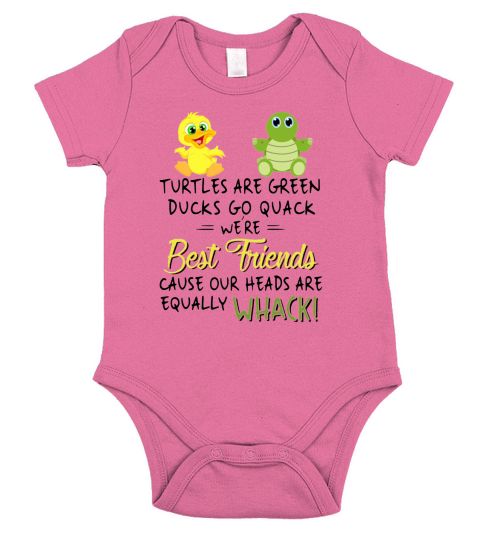 Turtles are green Ducks go quack were best friends Short Sleeve Baby One-Piece