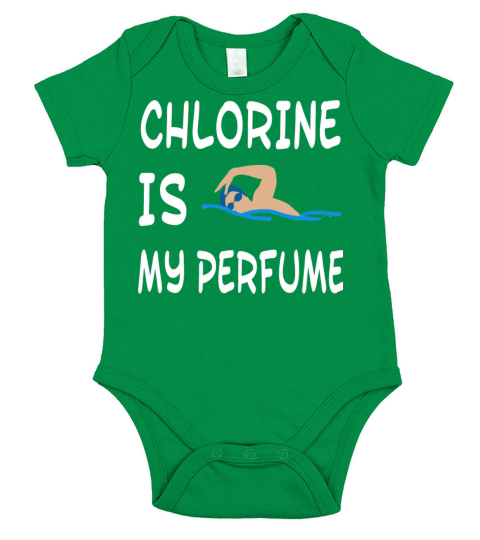 Swimming - Chlorine is my Perfume - Funny Swim S Short Sleeve Baby One-Piece