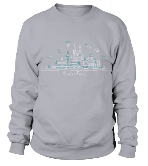 White And Blue Amsterdam City Skyline Line Art Men's Sweatshirt