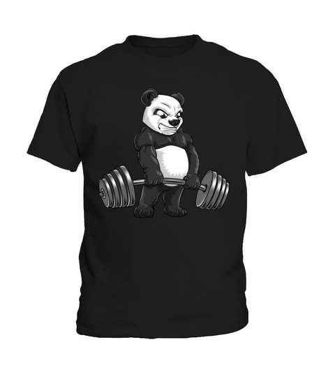 Deadlift Panda Workout Powerlifter Bodybuilder Kids T-Shirt