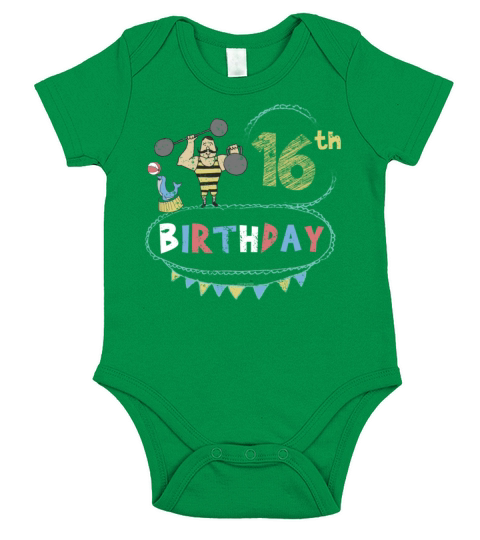 Carnival Theme Strongman 16th Birthday Short Sleeve Baby One-Piece