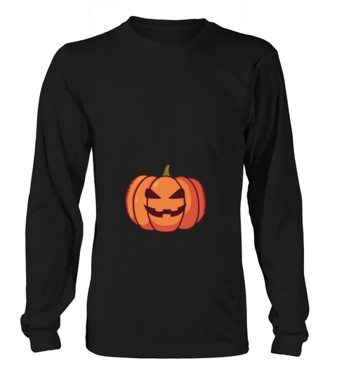 Maternity Halloween Shirt Pumpkin pregnant belly Women's Long Sleeve