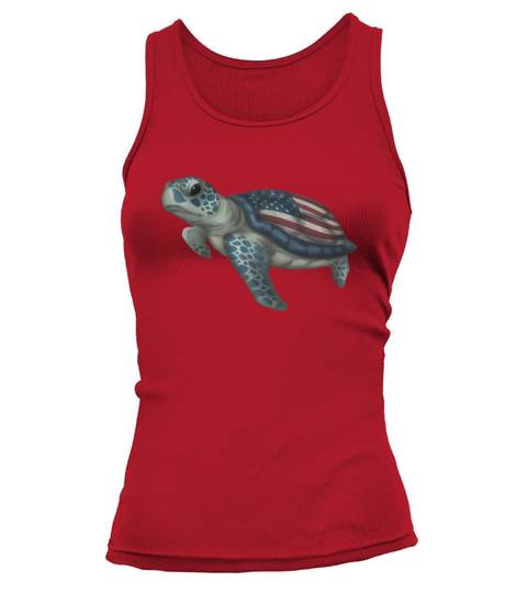 SEA TURTLE WITH AMERICAN FLAG Tank top Woman