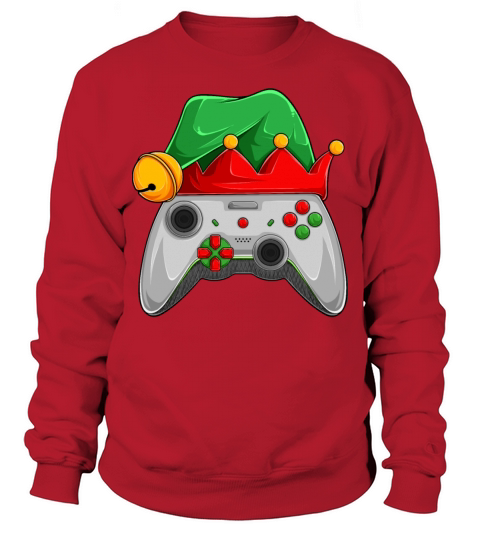 Gaming Christmas Elf Hat Video Game Controller Xma Men's Sweatshirt