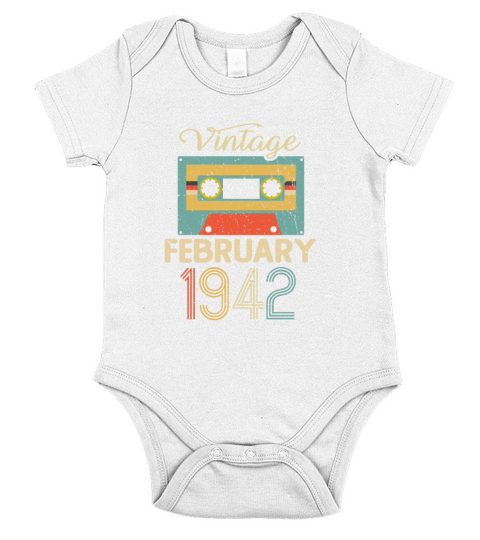 Vintage February 1942 80th Birthday 80 Year Gift Short Sleeve Baby One-Piece