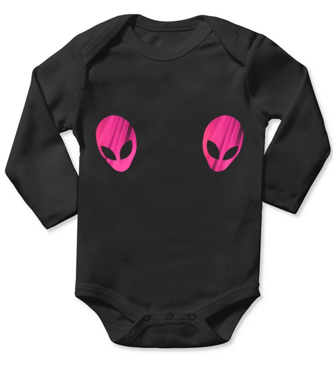 GREY HEAD Alien Sci-Fi Space Gift For UFO Lover Long Sleeve Baby One-Piece